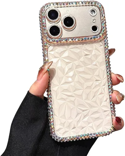 Vista 3 de Casechics Funda compatible con iPhone, funda de lujo con purpurina y diamantes brillantes, protección para lente de cámara, transparente, suave, a