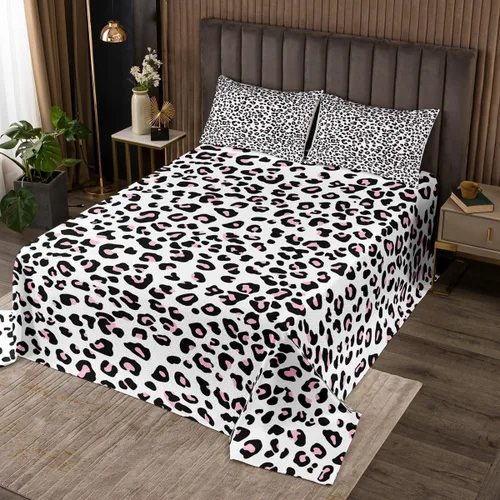 Vista 7 de Juego de colcha con lazo para niños, tamaño individual, diseño de cebra y leopardo con purpurina, decoración de habitación para niñas y mujeres