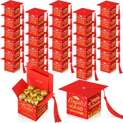 Vista 9 de TaoBary 30 cajas de dulces de graduación 2026, decoraciones de graduación, regalos de fiesta, caja de gorra de graduación con borla para suministros