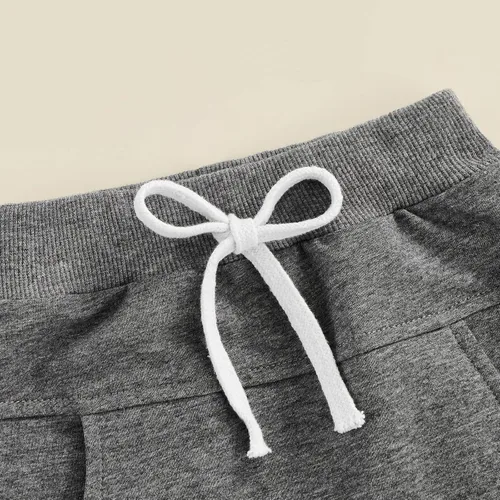 Vista 5 de Pantalones deportivos para bebé, cintura elástica, con cordón, pantalones de algodón casuales con bolsillos