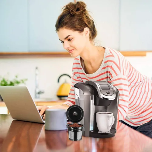 Vista 6 de K Cups reutilizables, filtros de café reutilizables de ajuste universal con malla de acero inoxidable de grado alimenticio, cápsulas de café