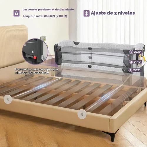 Vista 3 de ELEMARA Cuna de bebé 3 en 1, cuna junto a la cama de 2025 con lado ajustable, cuna de malla completa para dormir junto a la cama con colchón