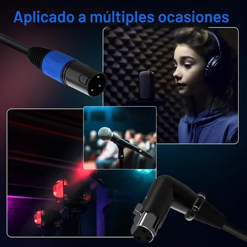 Vista 8 de LanSenSu Cable de enchufe XLR en ángulo recto XLR a recto, cable equilibrado de 90 grados hembra a macho recto de 3 pines a 3 pines