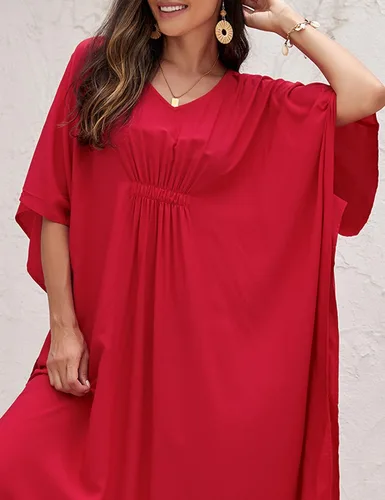 Vista 5 de Traje de baño para mujer, estampado floral, caftán turco, vestido largo para la playa