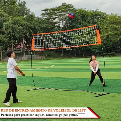 Vista 2 de Zdgao Red de voleibol portátil de 12 pies/18 pies con sistema de postes