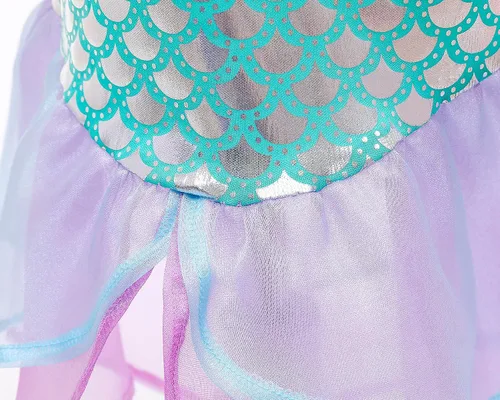 Vista 5 de Girls Mermaid Costume Princess Dress Up Halloween Cosplay Accessories