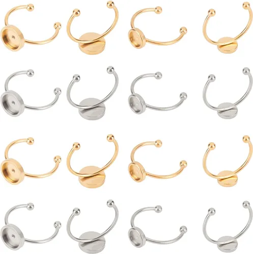 Vista 7 de UNICRAFTALE 18 unidades, 3 colores, 3 tamaños, anillos en blanco, anillos de dedo base de 4/6/0.315 in, base de anillo de acero inoxidable, base