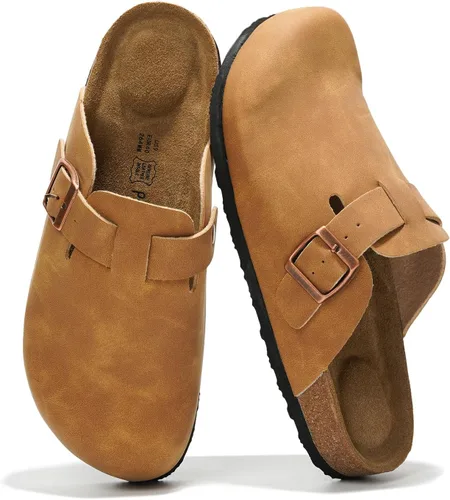 Vista 11 de Project Cloud Benton - Zuecos con plantilla de cuero genuino para mujer, pantuflas de espuma viscoelástica con soporte de arco, sandalias de moda
