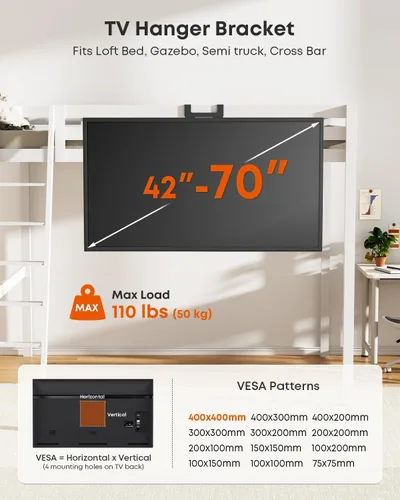 Vista 2 de Soporte para TV de 42 a 70 pulgadas, soporte de TV de altura ajustable
