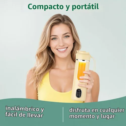 Vista 7 de Licuadora inalámbrica portátil, pequeño exprimidor recargable, mini licuadora personal para batidos y batidos, con función de limpieza automática