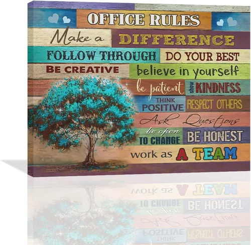 Vista 15 de At In This Office - Arte de pared inspirador para oficina, citas motivacionales, imágenes, lienzo, arte de pared con texto en inglés, We Are A Team