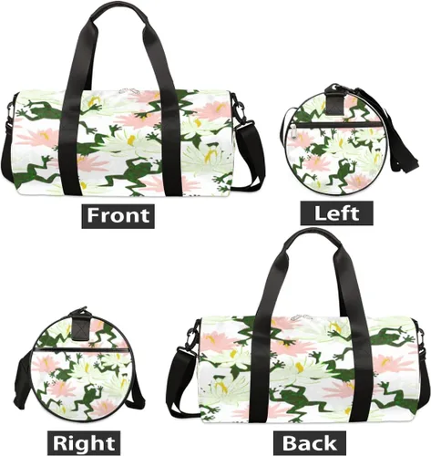 Vista 7 de Bolsa de lona de rana rebotadora con correa de hombro desmontable, bolsa deportiva para gimnasio, bolsa deportiva para estudiantes, 17.6 x 9 x 9