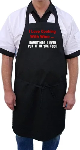 Vista 2 de I Love Cooking With Wine Funny Black Chef Delantales