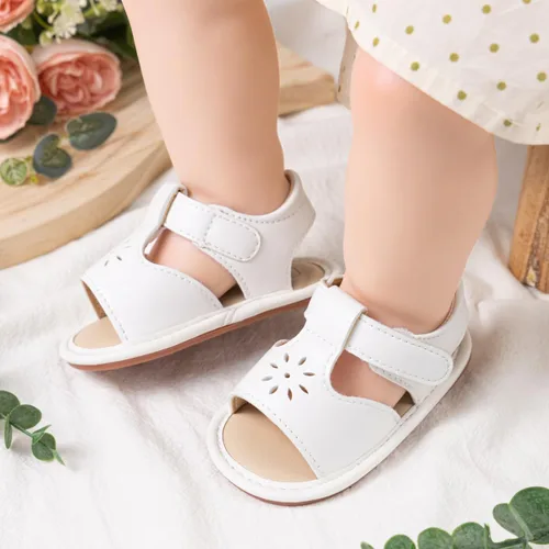 Vista 182 de Meckior Sandalias de verano con punta abierta y suave de piel sintética para bebés y niñas pequeñas