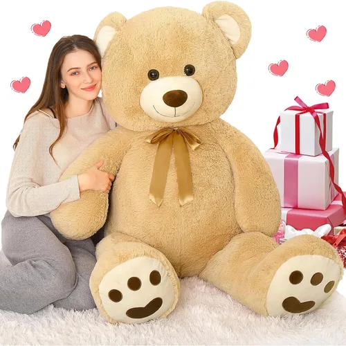 Vista 11 de Oso de peluche marrón Tezituor, oso de peluche grande de 66 cm de peluche suave para niña, niño, novia, oso de peluche suave de regalo para baby