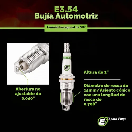 Vista 7 de E3 Spark Plug E3.54, bujía automotriz, 1 unidad