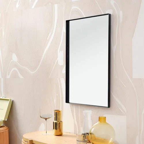 Vista 9 de Better Bevel - Espejo rectangular enmarcado de 24 x 36 pulgadas, espejo de pared de baño, fabricado en Estados Unidos, marco de acero, acabado negro
