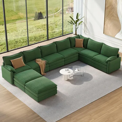Vista 76 de Vesgantti Sofá modular de 108 pulgadas, cómodo sofá de nube con asiento profundo otomano movible, sofá modular en forma de L, sofás seccionales