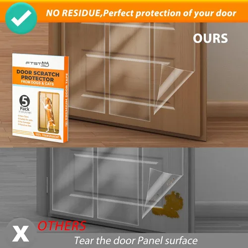 Vista 4 de FTSTC Paquete de 5 protectores de puerta, 5 x 47 x 8.3 pulgadas, protector contra arañazos para gatos y perros, resistente para alféizar de ventana