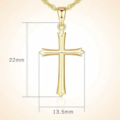 Vista 6 de SPOINT Gold Cross Necklaces for Women 14K Gold Cross Pendant Necklace 14K Gold Cross Chain Necklace for Women Communion Confirmation Baptism Gifts