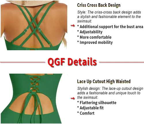 Vista 5 de Traje de baño de una pieza mejorado para mujer, trajes de baño con control de abdomen, diseño único sexy con espalda cruzada, traje de baño fruncido