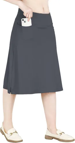 Vista 13 de Falda pantalón para mujer, modesta, hasta la rodilla, atlética, midi, para correr Beige