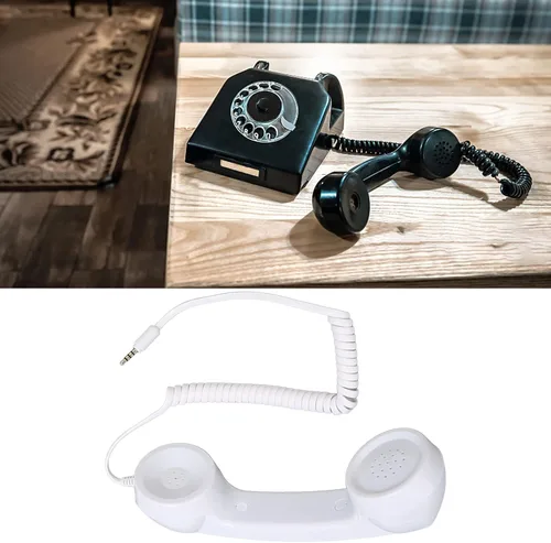 Vista 4 de Auricular retro para teléfono, receptor de teléfono celular, receptor de teléfono celular multifunción a prueba de radiación con enchufe de sonido
