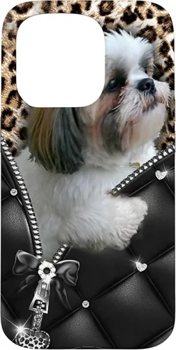 Vista 14 de Funda Shih Tzu con cremallera para iPhone 16 I Love Shih Tzu Dogs Leopard Hippie Leather
