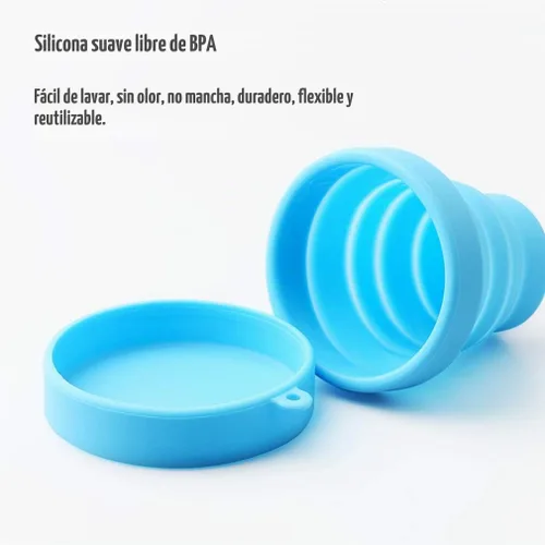 Vista 2 de Guissi Taza plegable compacta de silicona, taza plegable reutilizable de grado alimenticio con tapas, juego de bebida retráctil expandible