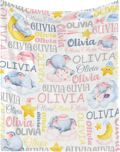 Vista 20 de Manta personalizada con nombre de bebé, dinosaurios, regalo para bebés y niñas, manta de franela suave para recién nacidos, manta cómoda y acogedora
