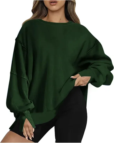 Vista 4 de Sudadera de gran tamaño para mujer, sudaderas de cuello redondo, sudaderas con capucha para otoño, ropa de invierno Y2K a la moda para adolescentes