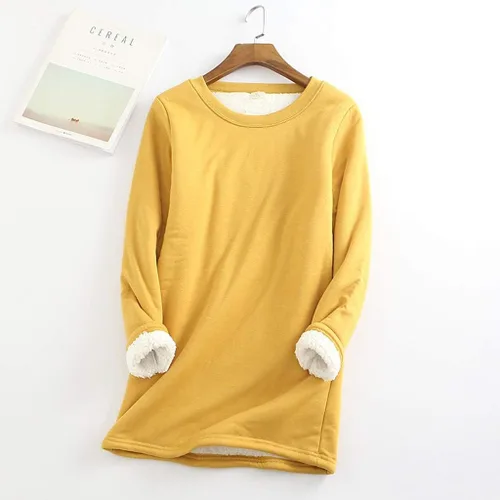 Vista 2 de hlysgo Sudaderas de forro polar para mujer, de manga larga, cómodas, de felpa, cálidas, para invierno