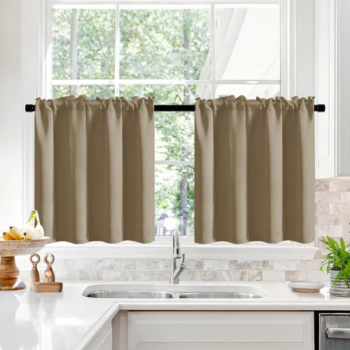 Vista 139 de Deconovo Cortinas opacas, aislamiento térmico, dobladillo para barra, reducción de ruido, certificado Oeko-TEX, cortinas de oscurecimiento