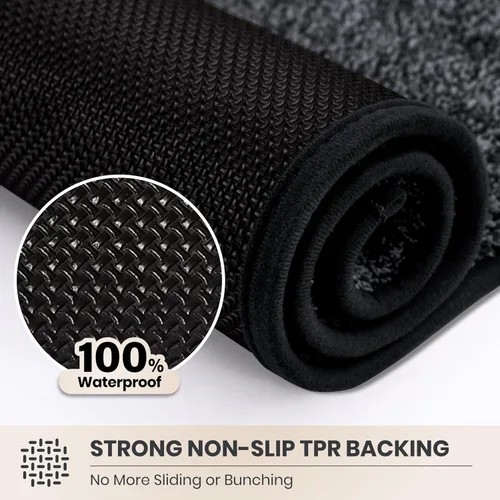 Vista 5 de PURRUGS Tapete para puerta con atrapamiento de suciedad, 20 x 31.5 pulgadas, antideslizante, lavable a máquina, tapete para puerta de perro, tapete