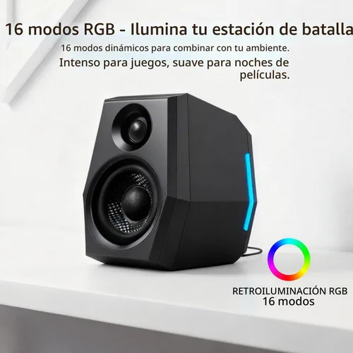 Vista 8 de Sanyun SW209 - Altavoces para juegos de PC de 36 W con DAC USB de 24 bits, Bluetooth 5.2 y entradas auxiliares, 3 modos de sonido EQ, altavoces