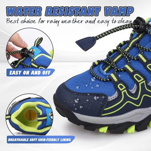 Vista 2 de UOVO Tenis para niños y niñas, para senderismo, correr, caminar al aire libre, tenis impermeables antideslizantes