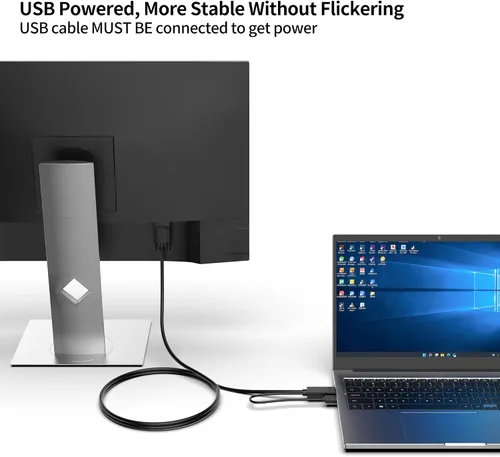 Vista 5 de HDMI a VGA, cable HDMI a VGA chapado en oro de 6 pies con alimentación USB (hombre a macho), compatible con computadora, computadora de escritorio