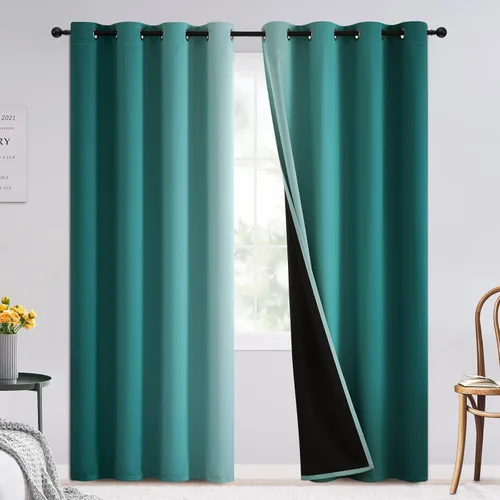 Vista 189 de SimpleHome Cortinas degradadas degradadas para oscurecer la habitación de 36 pulgadas de largo para dormitorio, con ojales y bloqueo de luz Negro