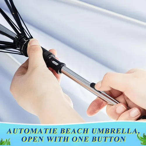 Vista 4 de Buryeah Paraguas automático para silla con abrazadera universal de 44 pulgadas, UPF 50+, abrazadera portátil en silla de playa, sombrilla ajustable