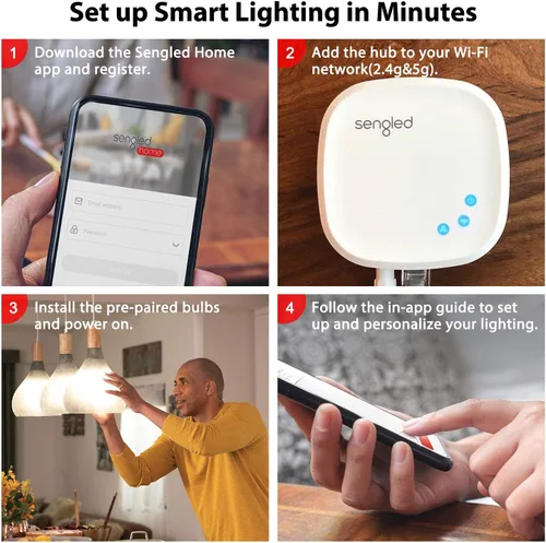 Vista 11 de [Usado] Sengled Kit de inicio de bombilla inteligente, bombillas inteligentes que funcionan con Alexa, Google Home, bombilla que cambia