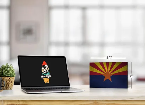 Vista 2 de Lienzo impreso con la bandera del estado de Arizona vintage, arte de pared con la bandera del estado de Arizona, arte de pared con la bandera