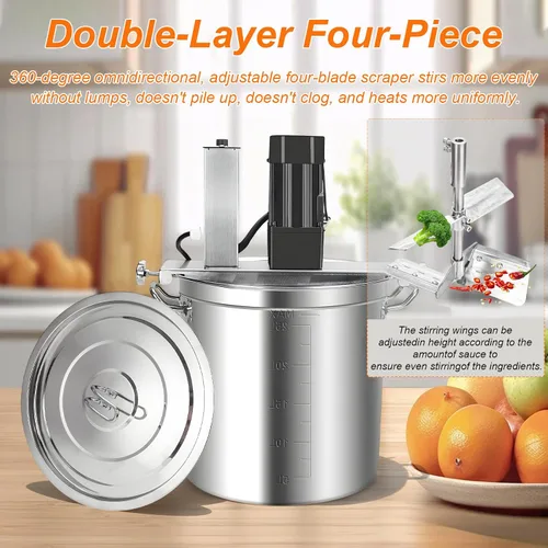 Vista 2 de Mezclador automático comercial de alimentos de 25 L, acero inoxidable, raspador de 4 cuchillas, control de velocidad ajustable, para uso industrial