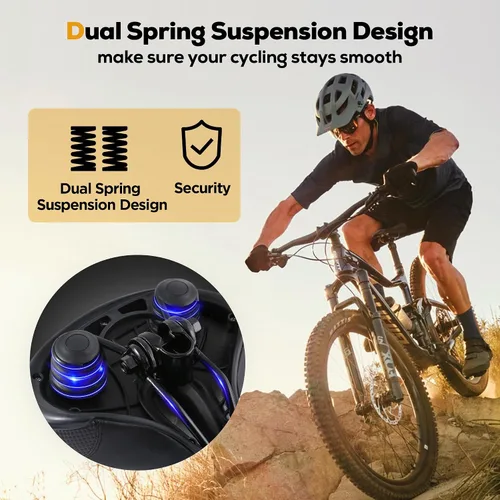 Vista 4 de IPOW Asiento de bicicleta cómodo para mujeres u hombres, repuesto de silla de bicicleta acolchado suave de espuma viscoelástica de alta densidad
