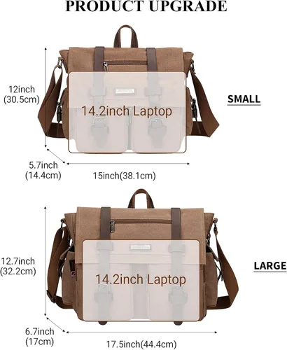 Vista 4 de WITZMAN Vintage Canvas Messenger Bag for Men and Women Large Satchel Bags Crossbody Shoulder with 17 inch Laptop