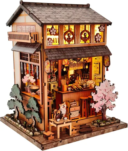 Vista 15 de Kit de casa en miniatura para adultos y adolescentes, decoración de casa pequeña con interruptor táctil, rompecabezas de madera 3D, regalo