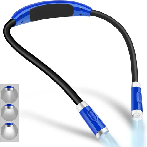 Vista 9 de Vekkia Luz LED recargable para libros de cuello para leer en la cama Negro1