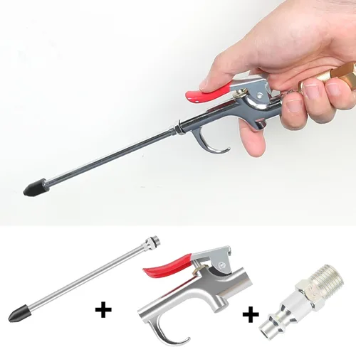 Vista 3 de Kit de pistola de soplado de aire, 2 extensiones de flujo de aire, 4 puntas de boquilla, kit de accesorios para compresor de aire 13 piezas