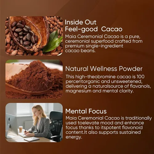 Vista 6 de Cacao ceremonial Maia, con flavanol, nattoquinasa, teobromina, magnesio y mezcla de flavonoides naturales, apoya la circulación, la salud arterial