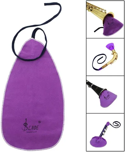 Vista 6 de GOTOTOP Paño de limpieza de saxofón, kit de cuidado de limpieza de saxofón y clarinete, morado, material de terciopelo, sin arañazos, limpiador