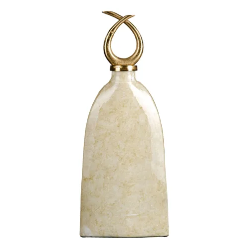 Vista 3 de Jarrón 24 x 13 x 64 cm Cristal Dorado Metal Blanco